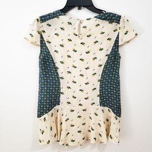 MAEVE ANTHROPOLOGIE ACORN FLORAL SHORT SLEEVE 0